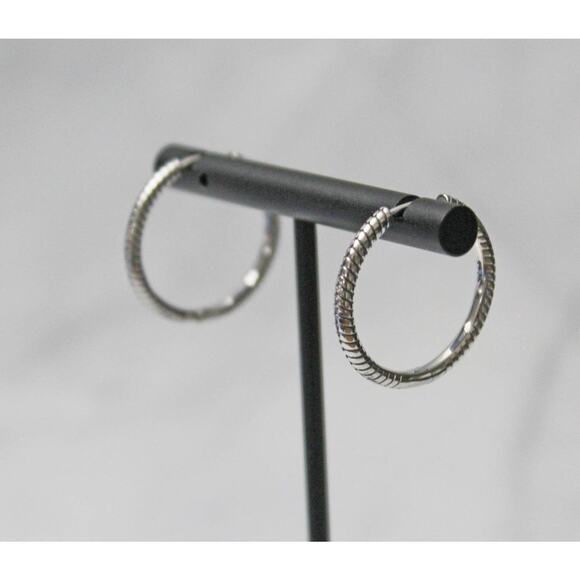 Texturized Sterling Silver 925 Hoop Earrings  E57 - Picture 1 of 3